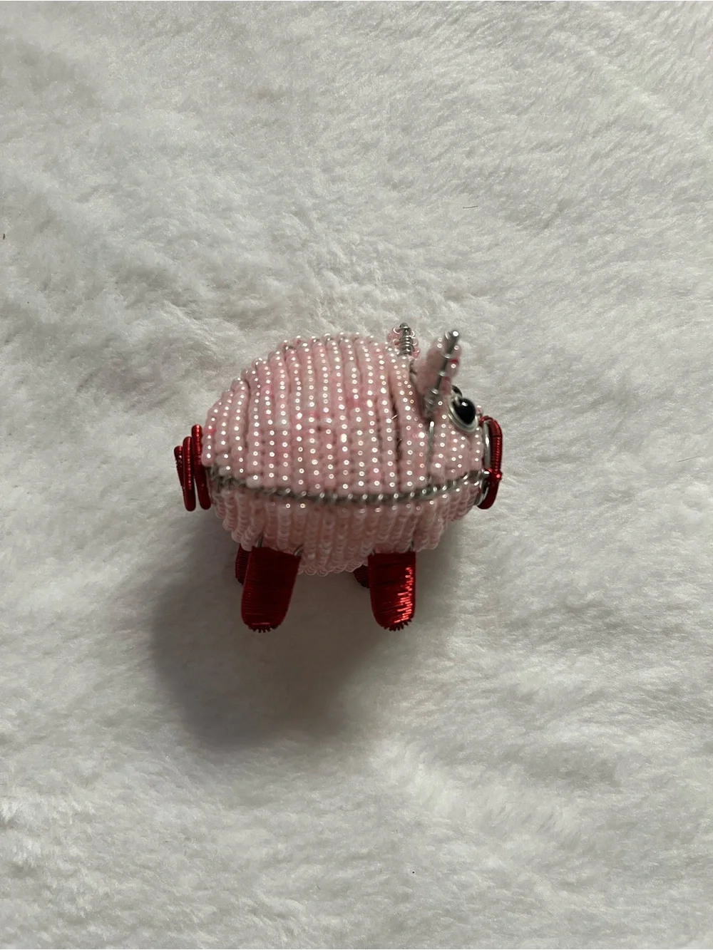 Pig Beaded Pink Pig Charm with Red Accents gift knick knacks